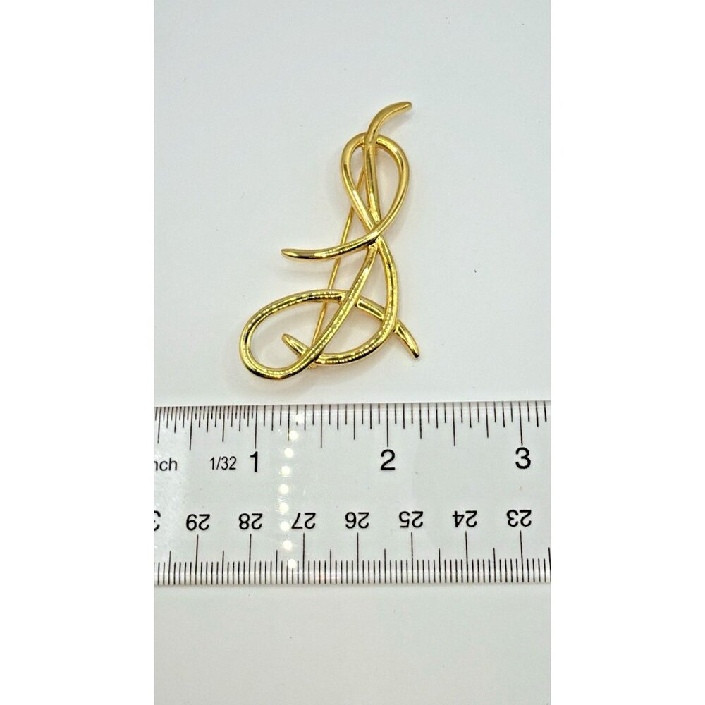 Vintage Cursive Script Initial Letter S Gold Tone… - image 3